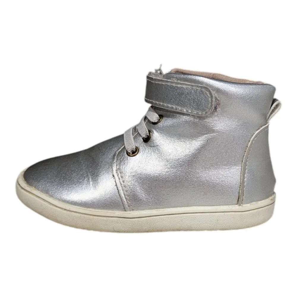 Monkey Feet USA silver High Top Sneaker Ankle Boot Toddler Kid Little Girl 2-3